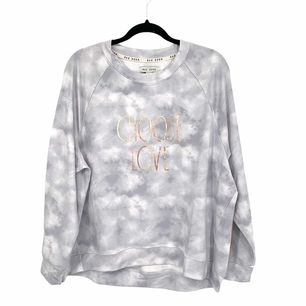 Rae Dunn Choose Love Gray Tie Dye Sweatshirt 1X